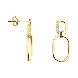 SOFIA MILANI - Women's Earrings 925 Silver with Zirconia Stones - Oval Earrings, Yellow Gold, Cubic Zirconia