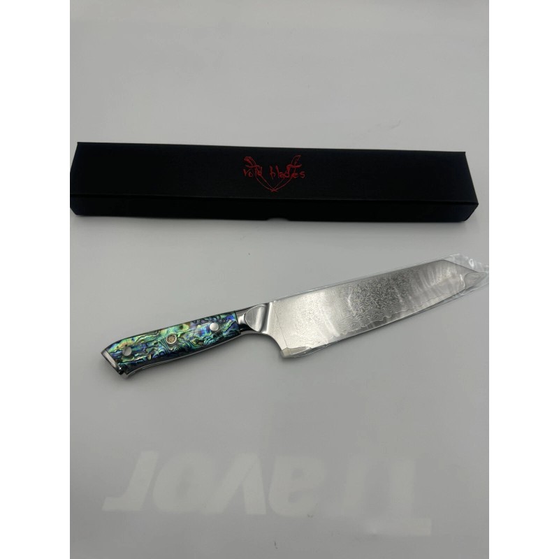 Void Blades Japanese AUS-10 Damascus Steel Full Tang Abalone Shell