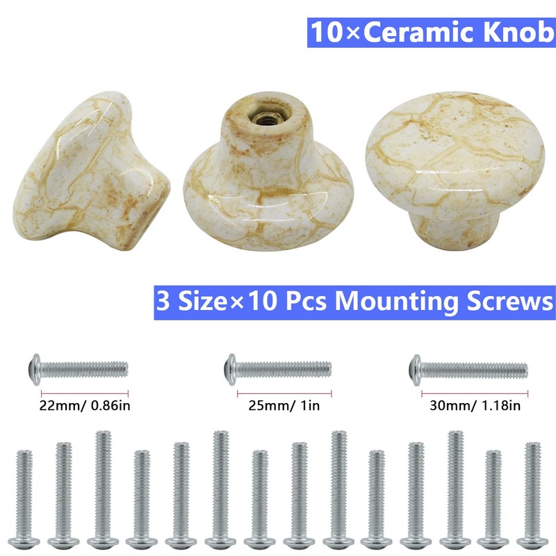 Renashed 10 Pack 1.2" Ceramic Knobs Door Handle Cabinet Drawer
