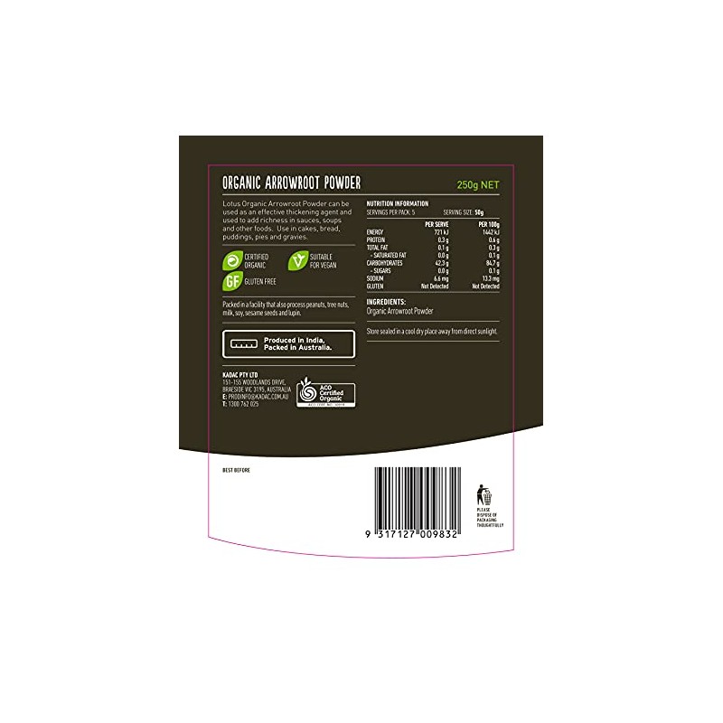 Lotus Organic Arrowroot Powder 250 g, 250 g