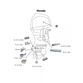 US Marine Products LLC Zinc Anode Kit fits Honda BF 75 BF 90 BF 115 BF 130 w/ Hardware NEW 21400