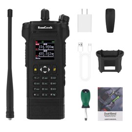 HAMGEEK APX-8000 12W Dual Band Radio Handheld VHF UHF Walkie Talkie with Dual PTT Duplex Working Mode 8800mAh (Black)