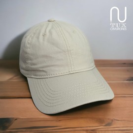 Tuxcinturones Gorras de béisbol, 100% algodón, Estilo Polo, Liso, en Blanco, tamaño Ajustable Unisex Abierta (Beige)