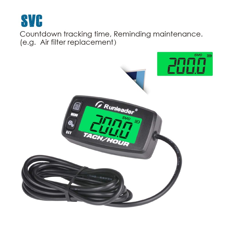 Runleader Gas Engine Hour Meter, Maintenance Tachometer for Riding Lawn