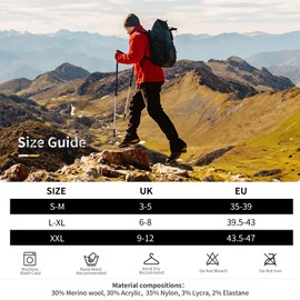 CAMBIVO Merino Wool Hiking Socks for Men and Women (3 Pairs) Cushioned Anti Blister Walking Socks Multifunctional Black Sock for Running Sports