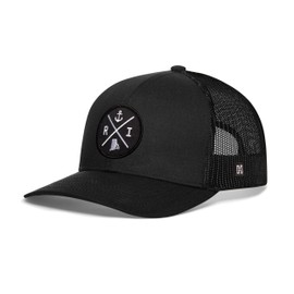 HAKA Rhode Island Hat – RI Trucker Hat for Men & Women, Adjustable Baseball Cap, Mesh Snapback, Outdoor Golf Hat - Black