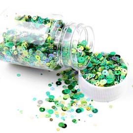20k PCS 50g Round Glitter Sequins, Sequin Art for Crafts Kids, Sequins for Sewing, Green