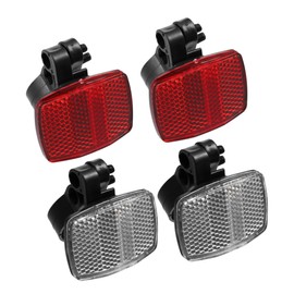 BULLSPANN Bicycle Front and Rear Reflector Kit 4pcs Mountain Bike Safety Warning Reflector for Handlebar Seatpost Night Cycling Red and White
