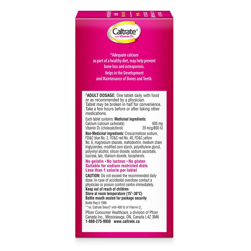 Caltrate with Vitamin D3 (60 Count) 600 mg Calcium, Vitamin