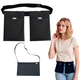 Yesito Mastectomy Drain Pouch with Waist Belt | Post-Surgery Recovery Drain Holder with Shower Bag, Breathable Mesh for Comfort & Security (Black)