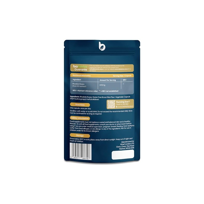 Rhodiola Rosea Capsules High Strength - 600mg 3% Rosavins 1%