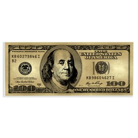 Stupell Industries Hundred Dollar Bill Wall Plaque Art Design by Madeline Blake, 17 x 7