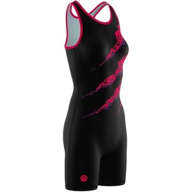 Womens Savage Wrestling Singlet-Black-Hot Pink-WS