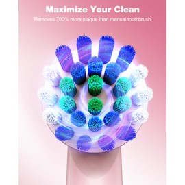 Rtauys R6 Rotating Electric Toothbrush for Adults with 4 Brush Heads, Travel Electric Toothbrush with Portable Case, 2.5 Hours Charge for 45 Days, 5 Modes Rechargeable Toothbrush, Pink