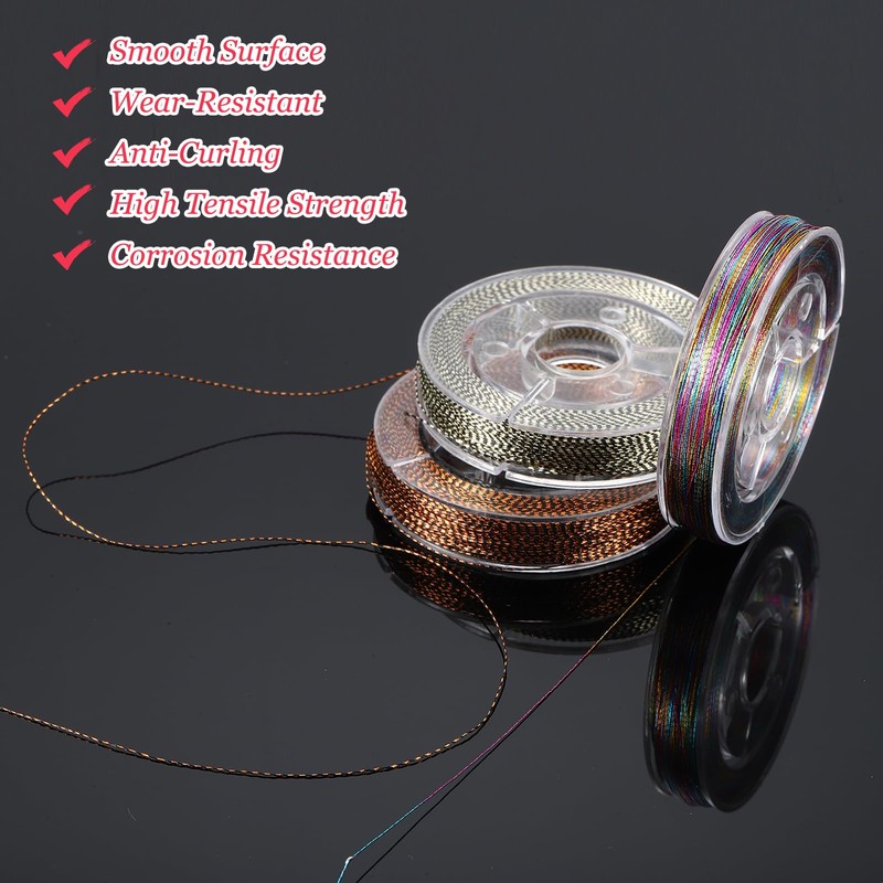 YELARXI Rod Wrapping Thread, 300D Metallic DIY Fishing Rod Guides
