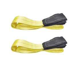 Lift Sling Straps, AsgenoX 2 Ply 5'X2 Heavy Duty Flat Eye Lift Slings Lifting Straps Tree Saver Winch Tow Strap, Yellow, 2 Packs, 40,000 Pound Breaking Strength
