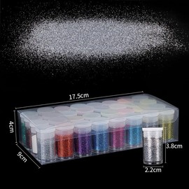 Creativity Point Holographic Fine Glitter – 32 Pcs Glitter Shaker Jars – Body, Nail, Craft Sparkle Glitters for Art, Holographic for Slime, Scrapbooking, Body, Makeup