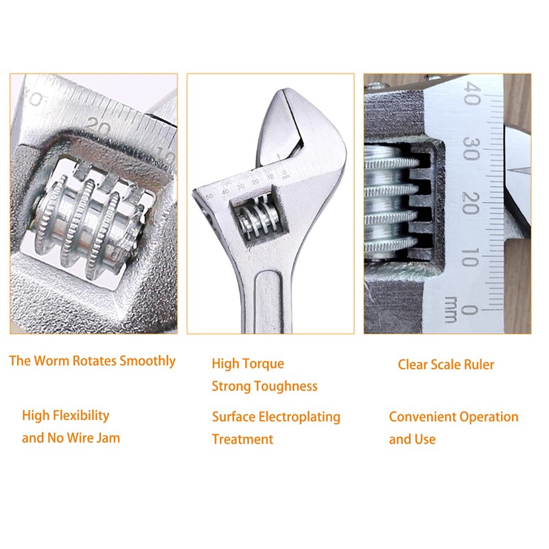 TopHomer Small Spanner 4 Inch 100MM Adjustable Spanner Non-Slip Mini