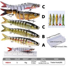 RoseFlower 5 Pcs Lures Set - 8 Segments Multi Jointed Swimbaits, Slow Sinking Fishing Lures for Freshwater & Saltwater, Ideal Accessories for Fly, Sea Fishing