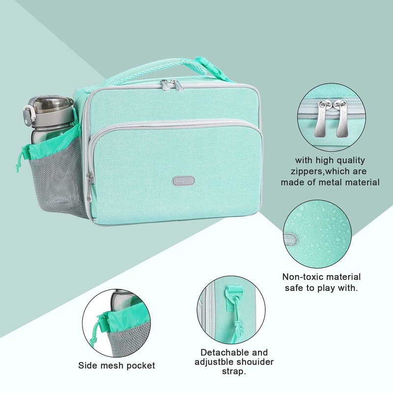 Amersun - Bolsa de almuerzo para niños, acolchada, duradera, aislada,