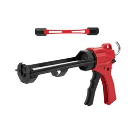 Bates- Caulking Gun Tool, 10:1 Thrust Ratio, Black & Red, 360° Rotating Plastic Barrel, Caulk Gun with Spout Cutter, Seal Puncture Tool, Built-in Scraper and Finishing Tool