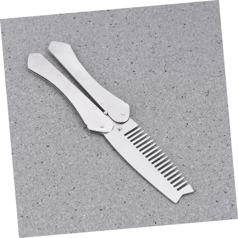 WOONEKY Stainless Steel Beard Comb Mustache Brush Men's Styling Tool