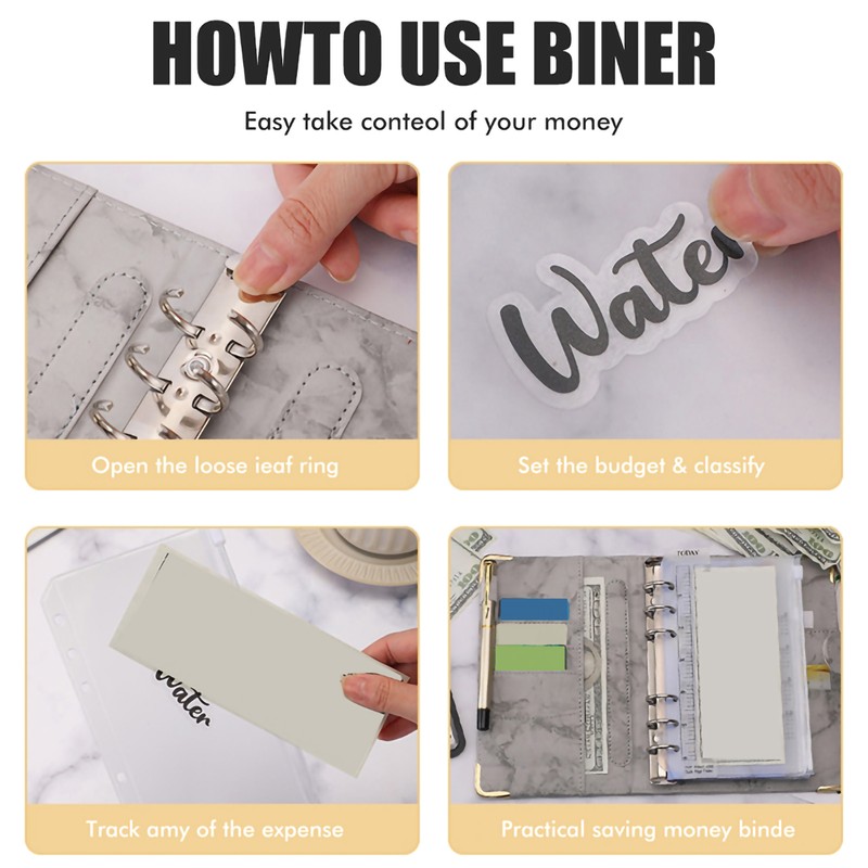 A6 PU Leather Budget Binder A6 Notebook Binder for Budgeting