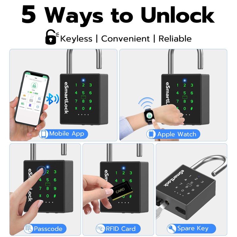 eLinkSmart Heavy Duty Smart Padlock with Key, Pad Lock with