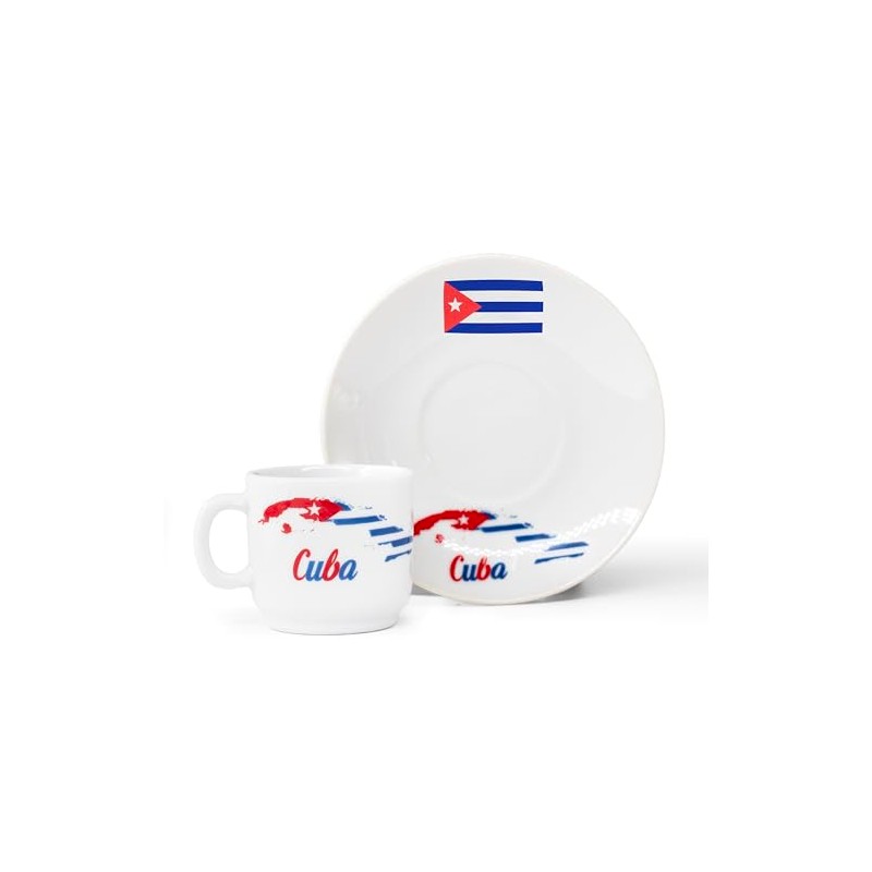 YSSER Cuban Flag Espresso Cup Set, 2.5 oz Cups with