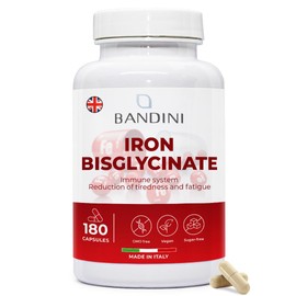 BANDINI Bandini? Iron Capsules High Strength | 80mg Vegan Iron Bisglycinate with Natural Vitamin C | 6+ Months Supply, 180 Capsules | Tiredness, Fatigue, Blood, Immunity | High Absorption Supplement