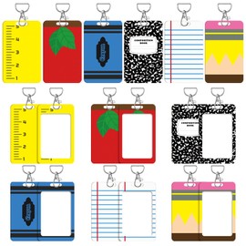 Colarr 6 Pack Teacher ID Badge Holders Back to School Cute Teacher Gifts Plastic Teachers Lanyard with ID Holder for School Staff Classroom Essentials Gifts Party Favors(Classic)