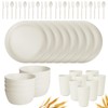 afcevnlb 48-Piece Plastic Wheat Straw Dinnerware Sets Plates and Bowls