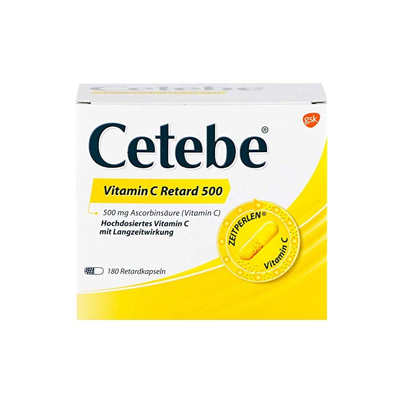 Cetebe Vitamin C Retard 500 Hartkapseln, 180 ct Capsules