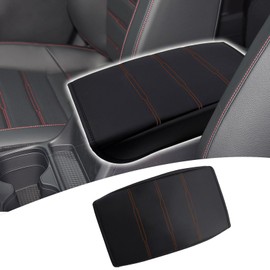 Areeyils Center Console Pad Armrest Box Cover for Honda 2025 2024 2023 CRV LX EX EXL Sport Hybrid Sport Touring,Black Leather Protector Accessories for CR-V 2023 2024 2025(Orange Stitches)