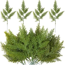 Purple Star 30 PCS Artificial Faux Cedar Branches 12.5 Inch Artificial Green Cedar Sprigs Faux Cedar Pine Stems Picks for DIY Garland Wreath Christmas Embellishing and Home Garden Decoration