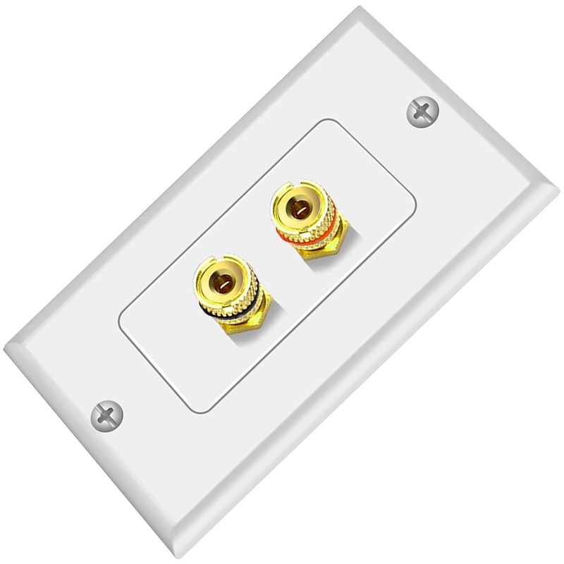 Tunghey 2Pack Gold Plated Speaker Wall Plate, Banana Plug for