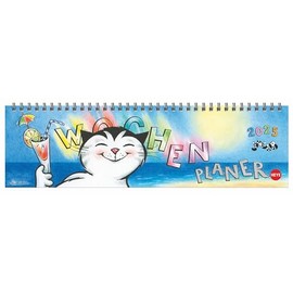Jacob Wochenquerplaner 2025: Praktischer Tischquerkalender mit Spiralbindung und Katzen-Cartoons. Liebevoll illustrierter Tisch-Kalender für Katzenliebhaber. (Tisch-Querplaner Heye)
