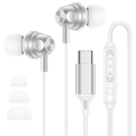 Auriculares con cable para iPhone 17e/17/17 Pro/17 Pro Max/16e/16/16 Plus/16 Pro Max/15 Plus/15 Pro/15 ProMax Auriculares USB C con cable Auriculares tipo C con micrófono, control de volumen