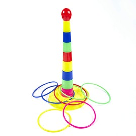 TOYANDONA 12PCS Funny Plastic Ring Toss Game for Kids Assorted Color Outdoor Toss Rings for Carnival Garden Backyard Games