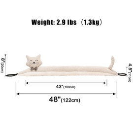 Marwood Under Door Draft Stopper Decorative Wind Stopper 48 inch for Door & Window, Weighted Animal Air Draft Stopper Snake Noise Blocker for Bottom of Door with Hanging Loops - Khaki Cat