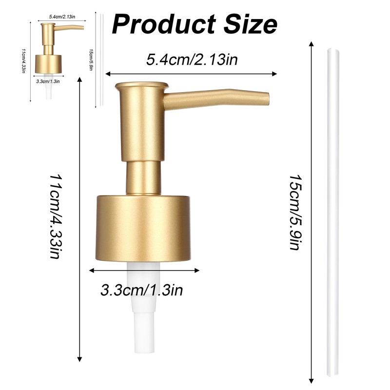 2 Pack Gold Soap Pump, Gold Soap Dispenser Pump for