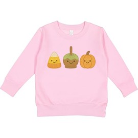 inktastic Cute Fall Candy Corn Caramel Apple Pumpkin Faces Toddler Sweatshirt 4T Pink 46402