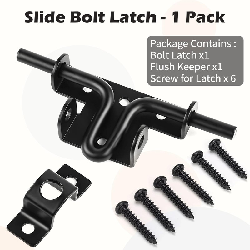QonicFly Heavy Duty Slide Bolt Gate Latch for Wooden Fence
