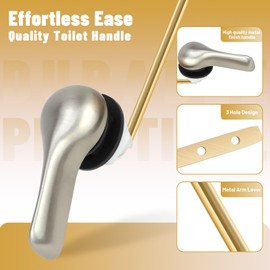 Lydia's Deal Toilet Handle Replacement Kit, Adjustable Front Mount Toilet Tank Flush Lever with Lock Nut, Fits Most Front-Mount Standard Toilets, Easy DIY Install, Toilet Repair Kit (Brushed Nickel)
