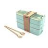Eco-Friendly Compact Bento Lunch Box Set with Spoon, 3-in-1 Compartment