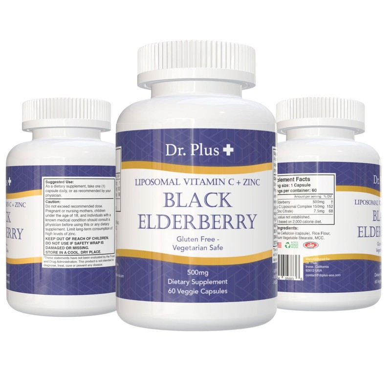 Elderberry, Liposomal Vitamin C, Zinc, Immune Support Supplement, 2 Month