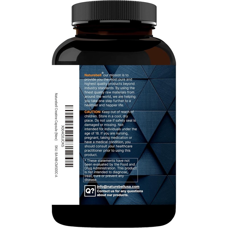 NatureBell Creatine Monohydrate Capsules 5,000mg Per Serving, 500 Count |