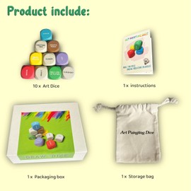 Art Painting Dice, Drawing Game Break Creative Blocks, Gift for Artists, Teachers, Ideal for Art Classes at Home or at School (Set of 10)