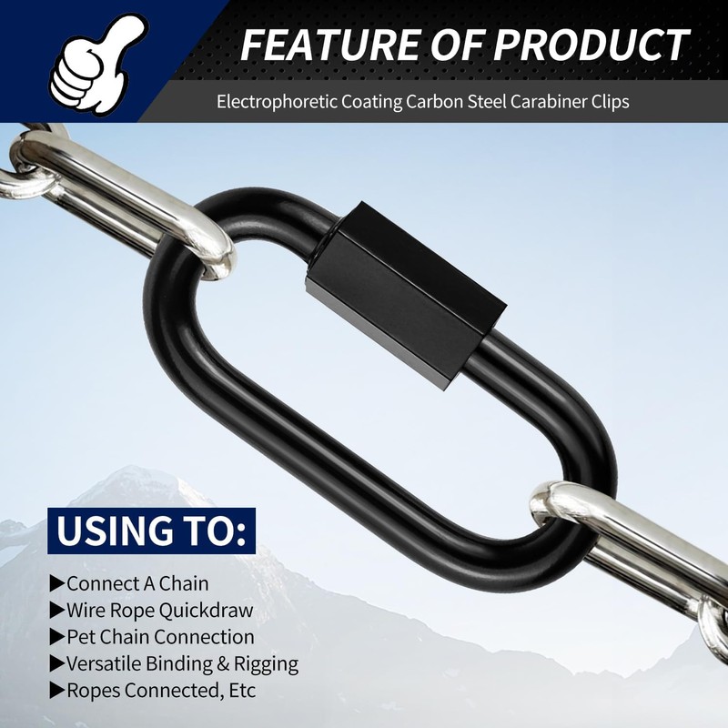 Stainless Steel Chain Quick Links- Locking Carabiners, Chain Hooks, Twist