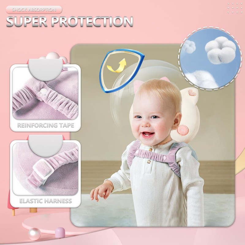 AUKOUPCIL Baby Walker Head Protector Backpack Wear,Toddler Adjustable Baby Head